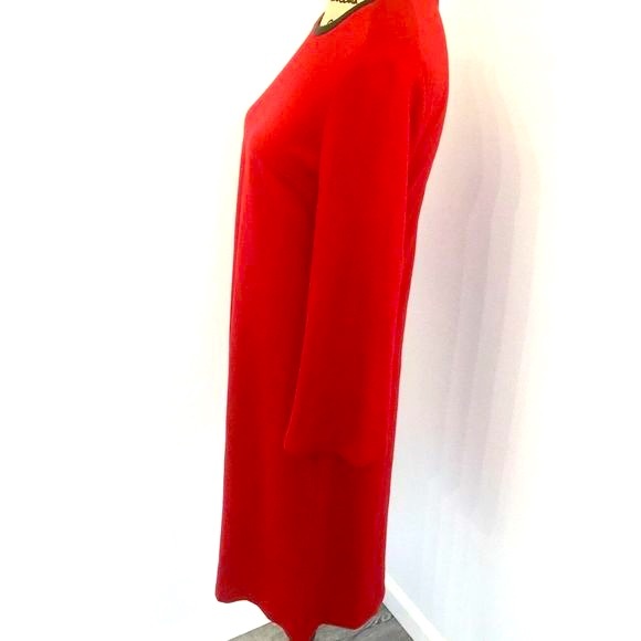 Anne Klein 4 Dress Shift Red Black Trim 3/4 - Picture 5 of 8